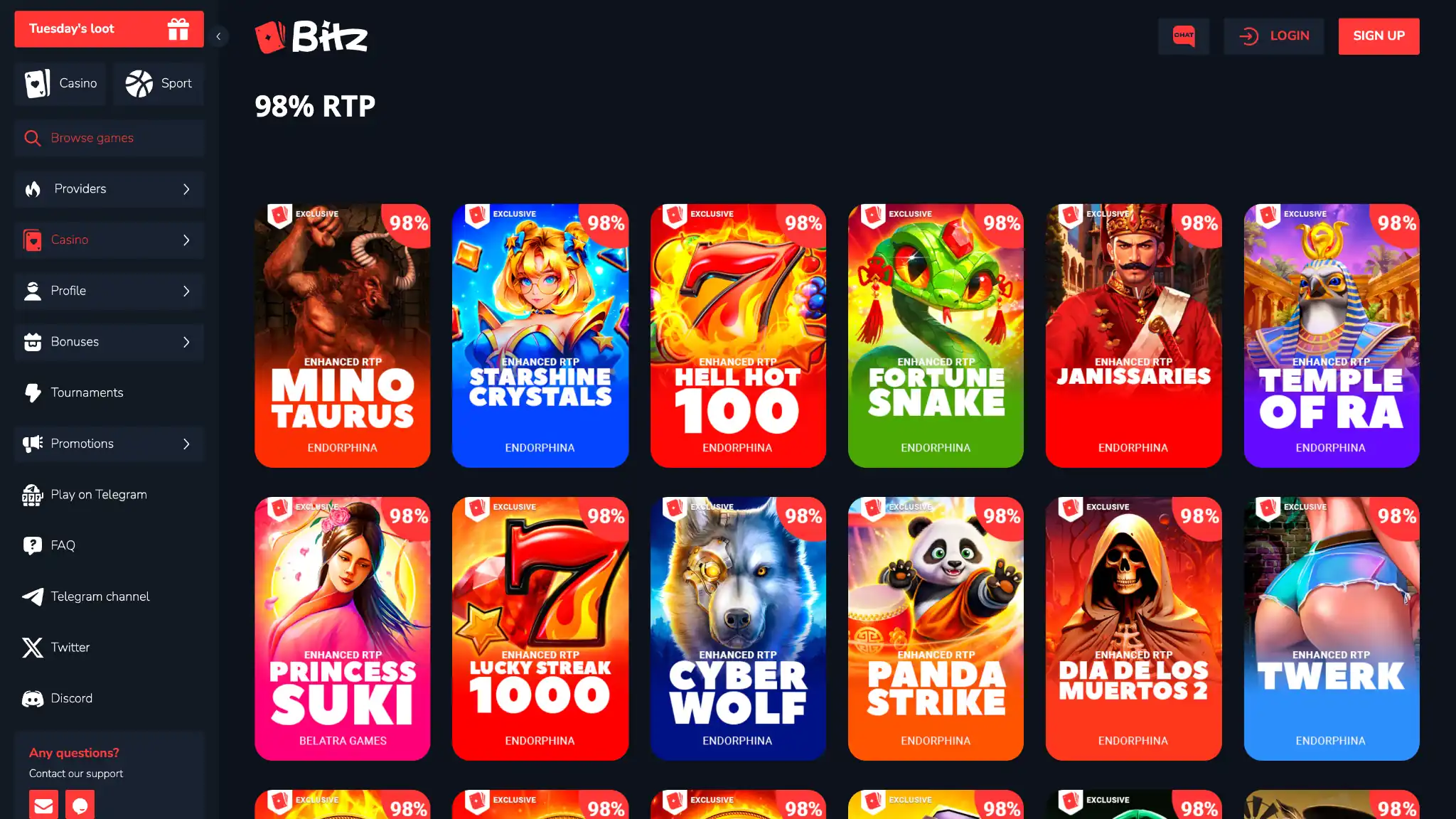 Bitz Casino — каталог слотов